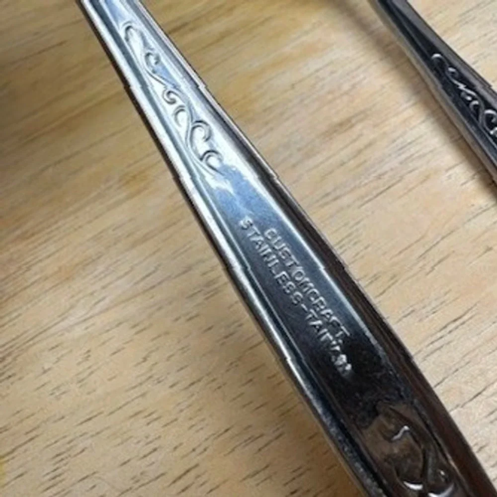 Vintage Customcraft CUS5 Stainless Steel Floral Pattern Flatware Utensils‎ 25 Pc